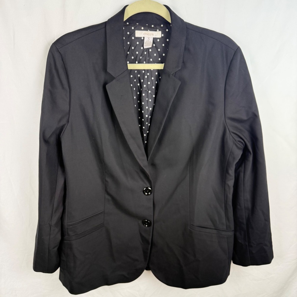 Chico's Black Single Breasted Blazer XL Oversized Basic Capsule Timeless Capsule
